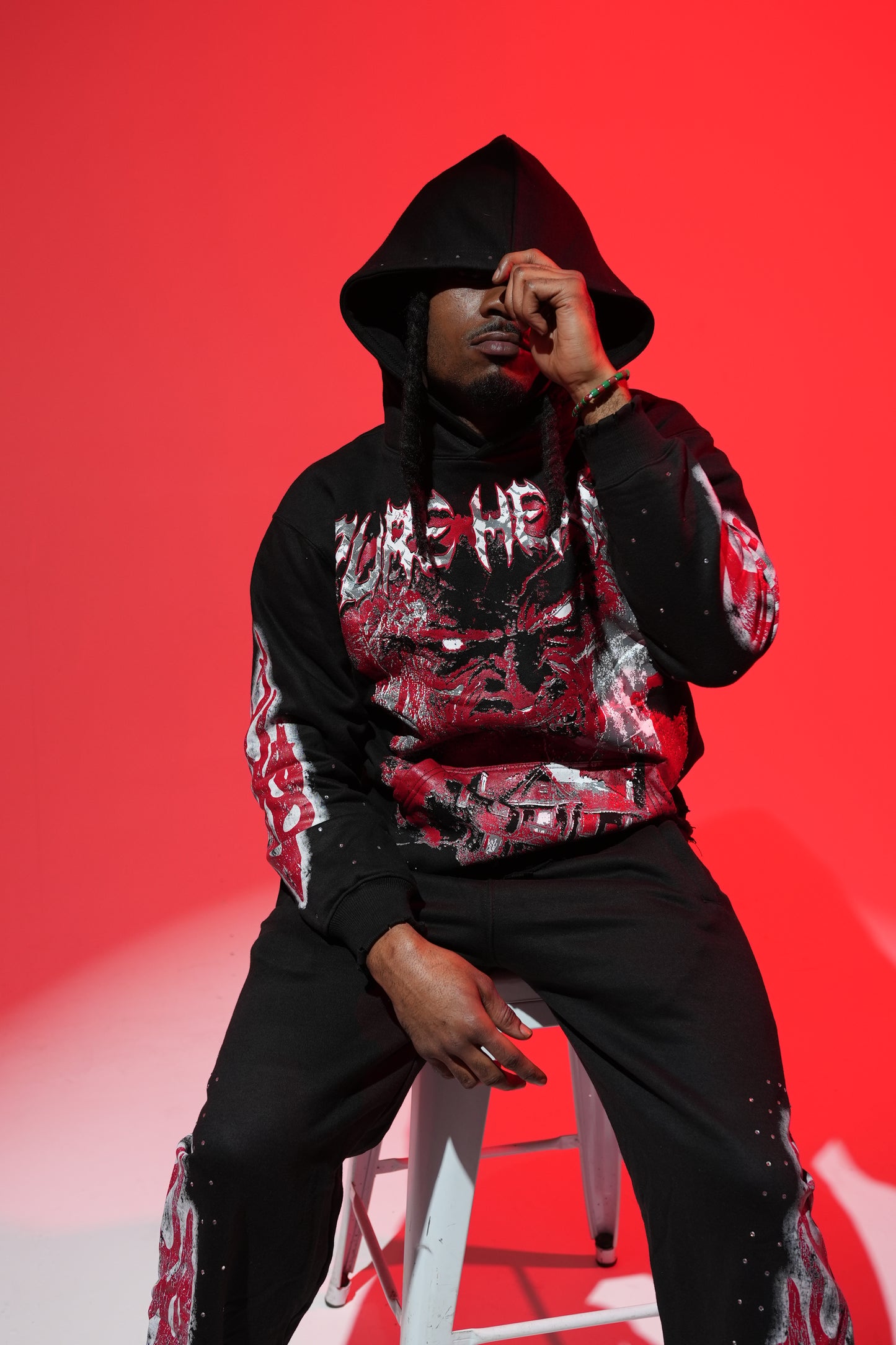 Pure Heart Mens Black and Red Tracksuit