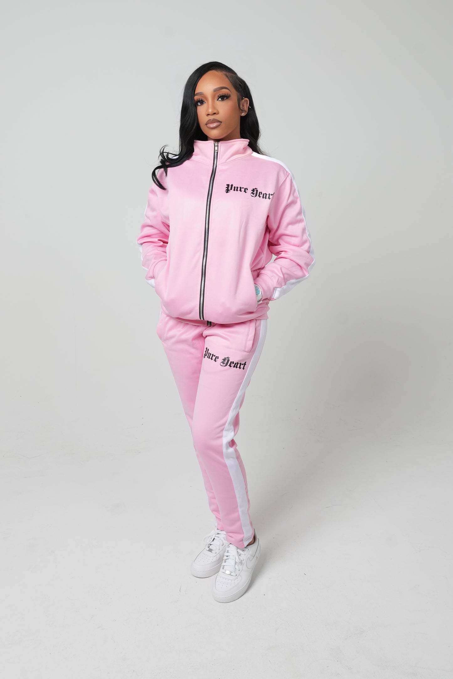 Pure Heart Womens Pink and Black Tracksuit